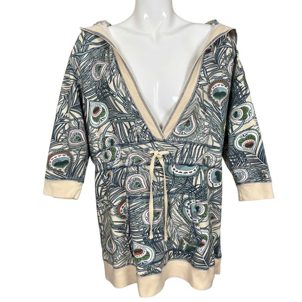 ONE WORLD Blue and Cream Patterned Hoodie